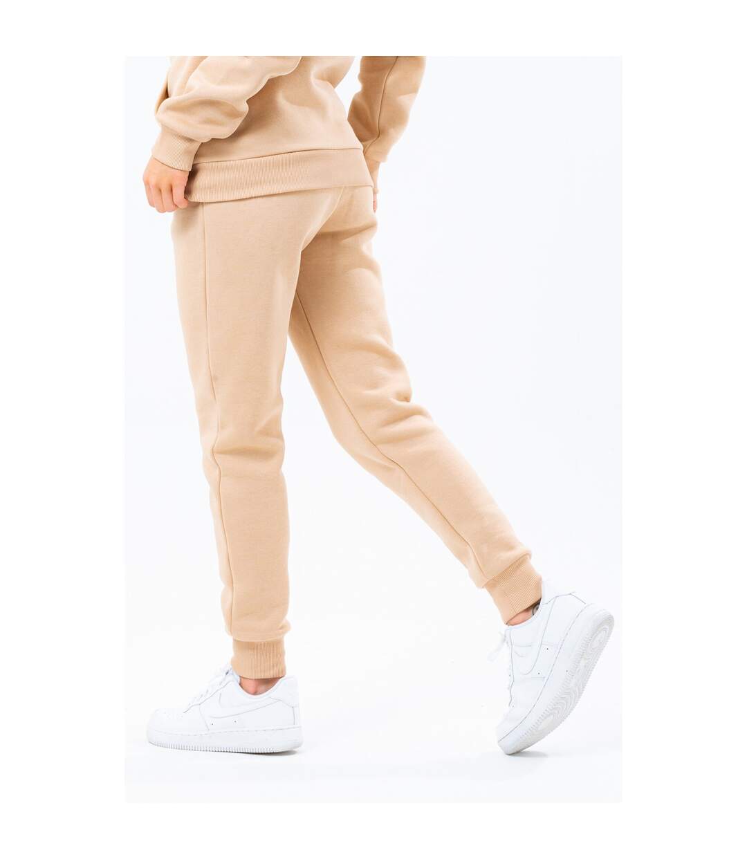 Womens/ladies drawstring jogging bottoms beige Hype