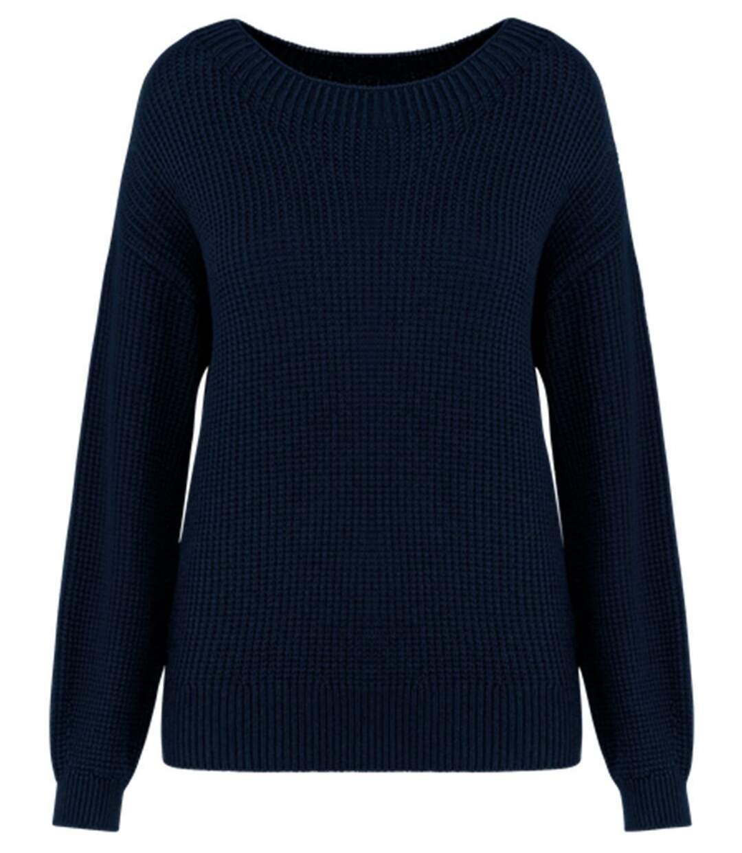 Pull écoresponsable femme en laine Mérinos - PAT920 - bleu marine-1