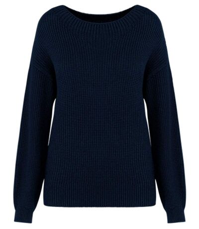 Pull écoresponsable femme en laine Mérinos - PAT920 - bleu marine