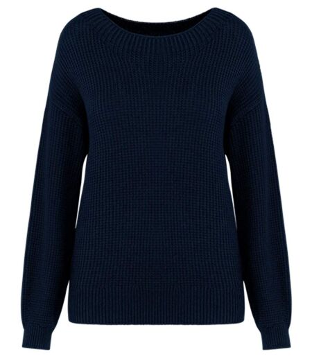 Pull écoresponsable femme en laine Mérinos - PAT920 - bleu marine