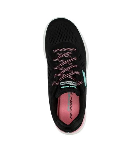 Womens/ladies Skech-air Mesh Trainers Black Pink Skechers
