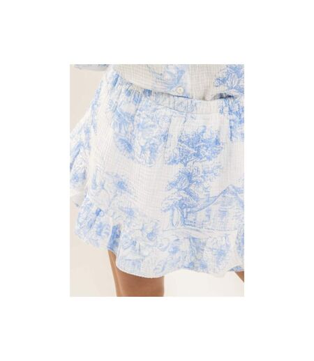 Jupe courte gaze de coton motifs toile de jouy XALONE - Dona X Lisa