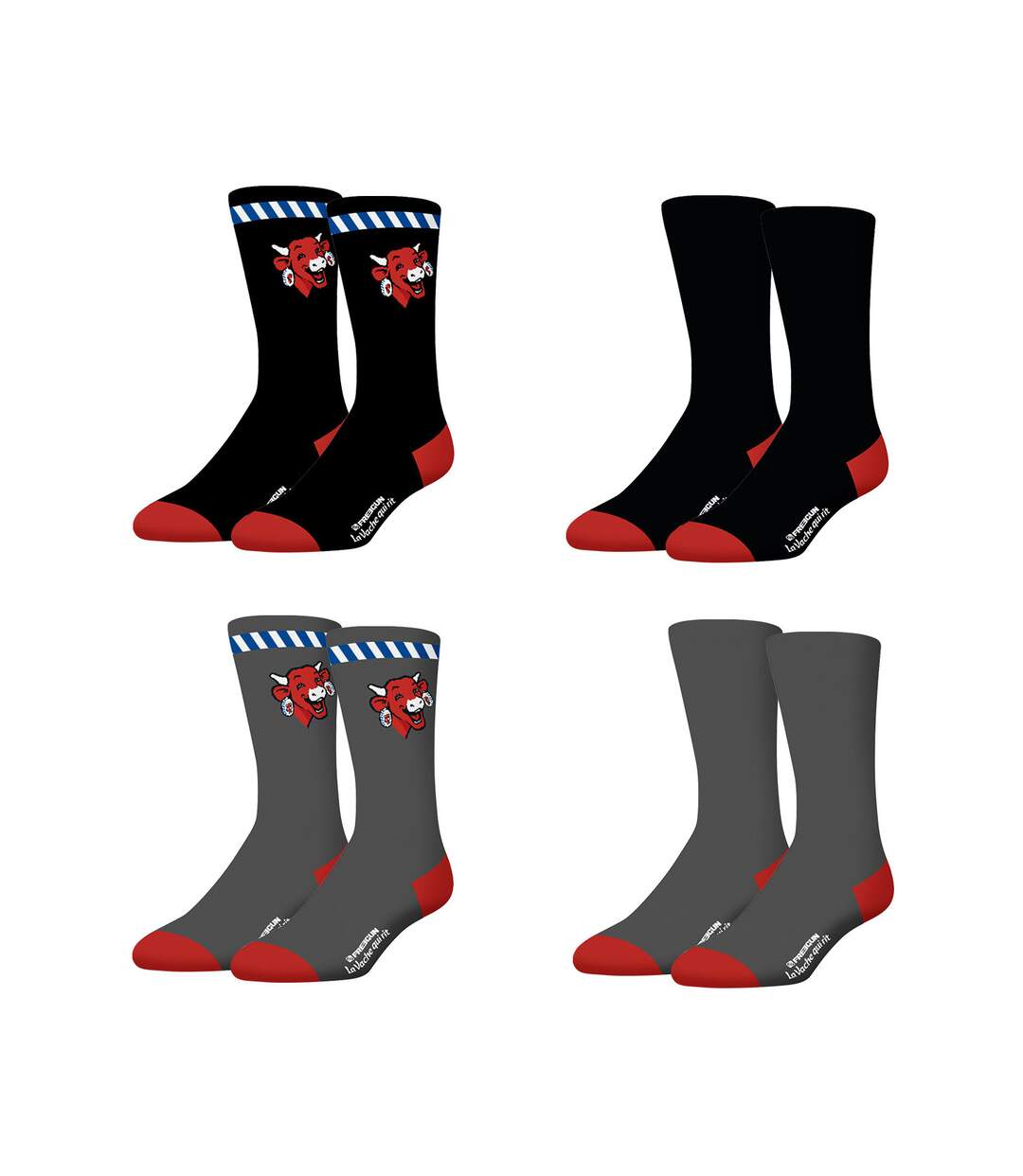 Lot de 4 paires de chaussettes homme La Vache Qui Rit Freegun-1