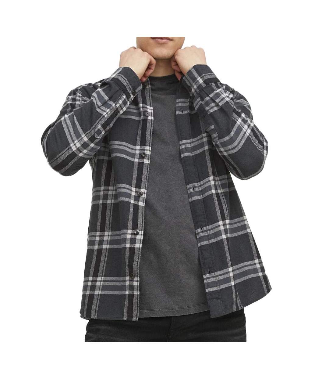 Chemise noire/gris à motifs homme jack & jones brook check - l-1