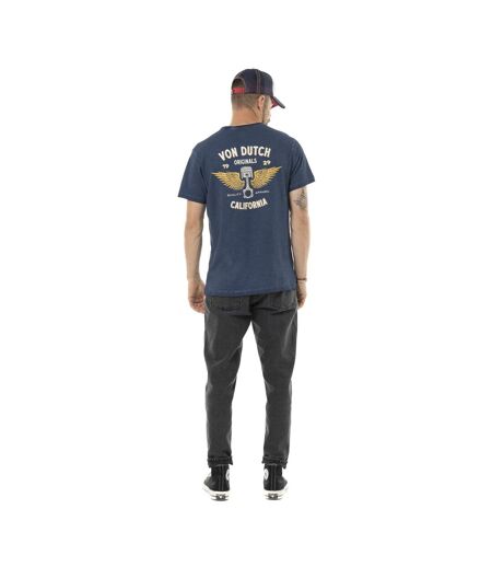T-shirt homme col V en coton print devant et dos Wings Vondutch