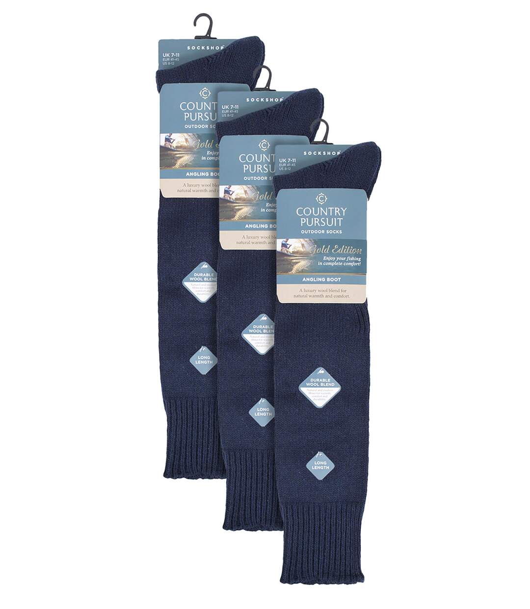 Country Pursuit - 3 Paires Homme Chaussettes Pêches Hautes Laine-2