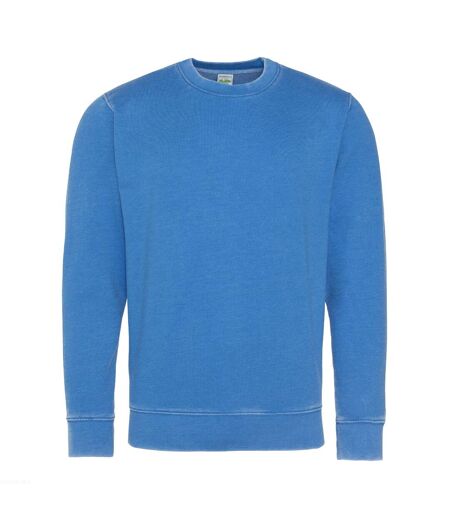 AWDis Hoods Mens Long Sleeve Washed Look Sweatshirt (Washed Sapphire Blue)