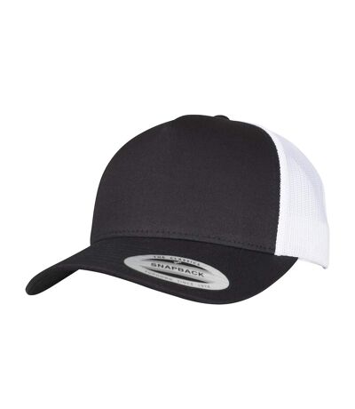 Unisex Adult Two Tone 5 Panel Trucker Cap Black White Flexfit