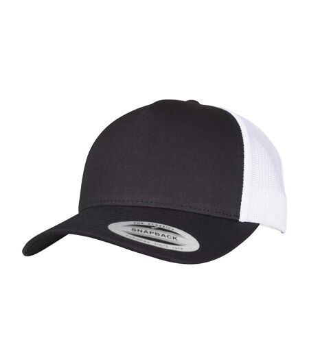 Unisex Adult Two Tone 5 Panel Trucker Cap Black White Flexfit