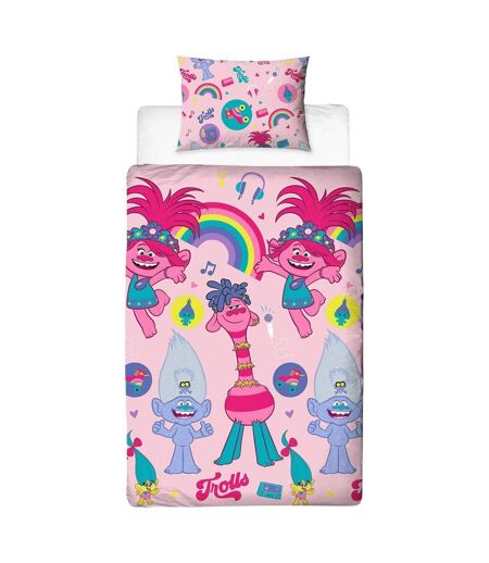 World Tour Reversible Duvet Set Pink Multicoloured Trolls 2