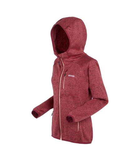 Womens/ladies newhill marl hooded fleece jacket mineral red Regatta