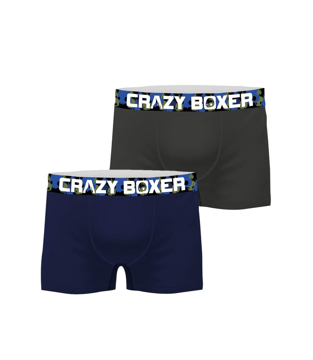 CRAZYBOXER Lot de 2 Boxers Homme Coton Bio BCBCX2 UNI2 Bleu Gris-1