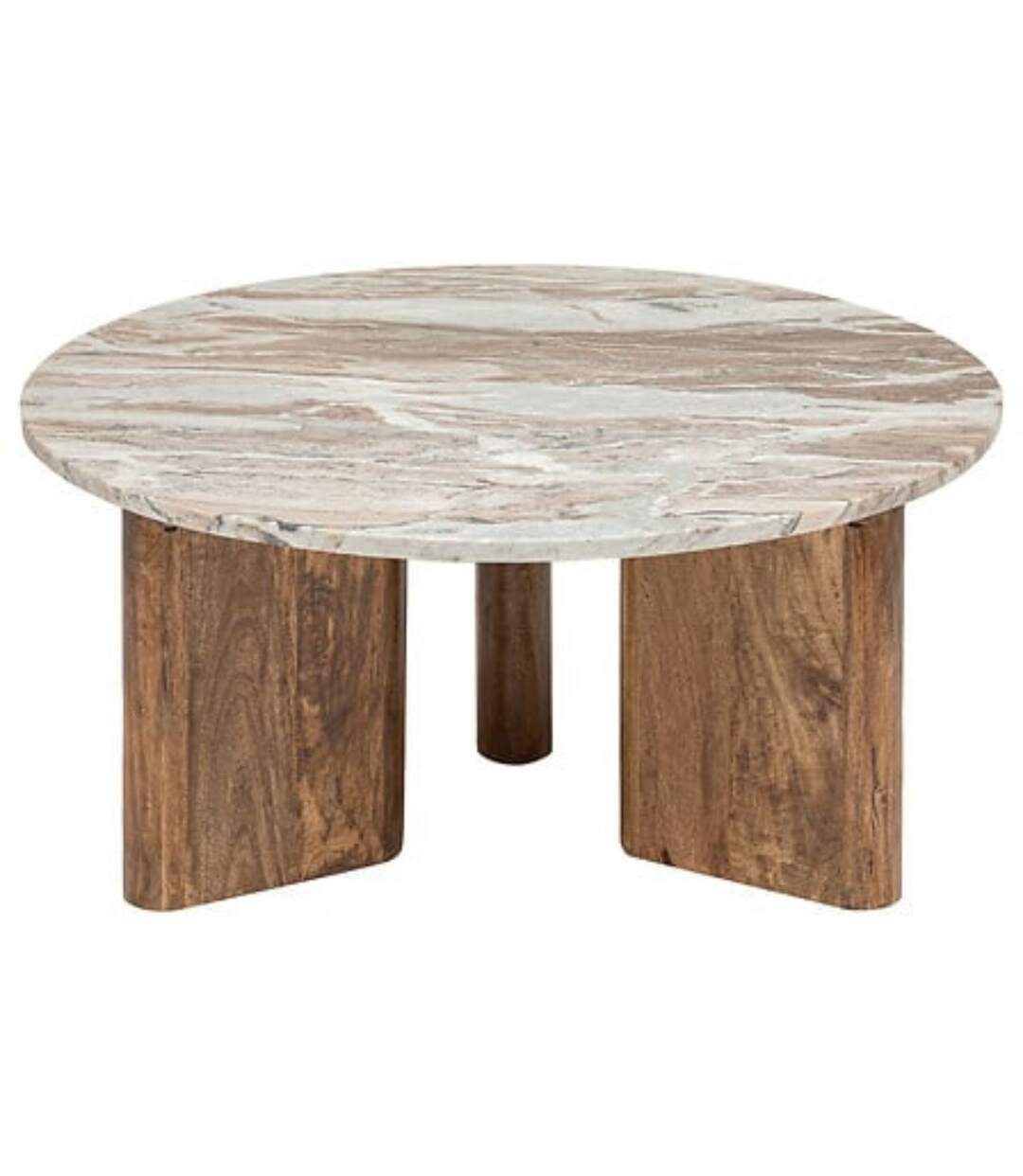 Table basse en marbre et manguier COPPA - Beige-1