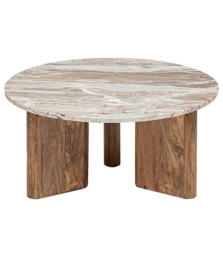 Table basse en marbre et manguier COPPA - Beige