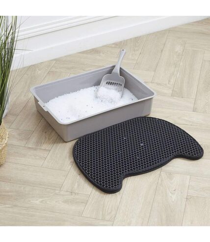 Tapis de maison de toilette litière pour chat - Noir