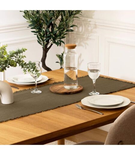 Chemin de Table Maha 38x140cm Vert Kaki