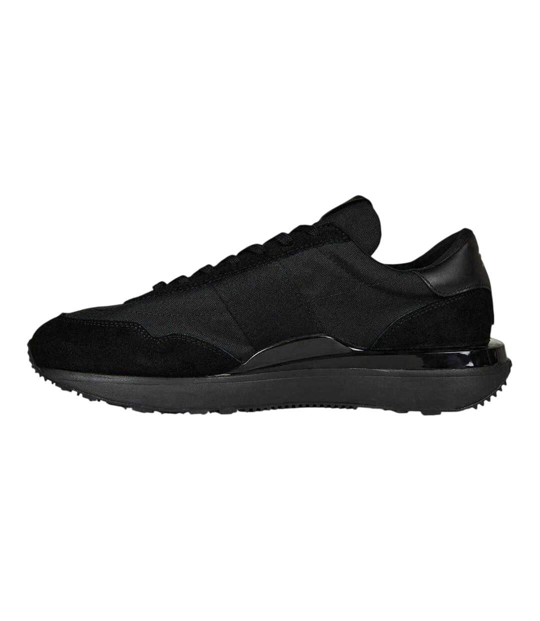Mens Train 89 Embroidered Logo Suede Chunky Platform Trainers Triple Black Ralph Lauren-3
