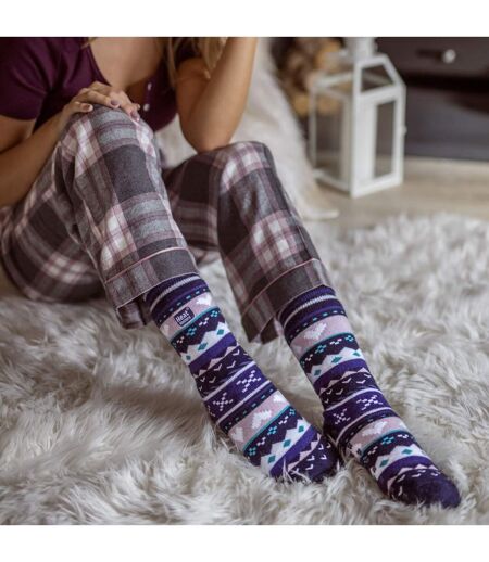 Ladies Fairisle Nordic Winter Non Slip Thermal Slipper Socks