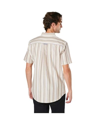 Mens variegated stripe oxford short-sleeved shirt natural Maine