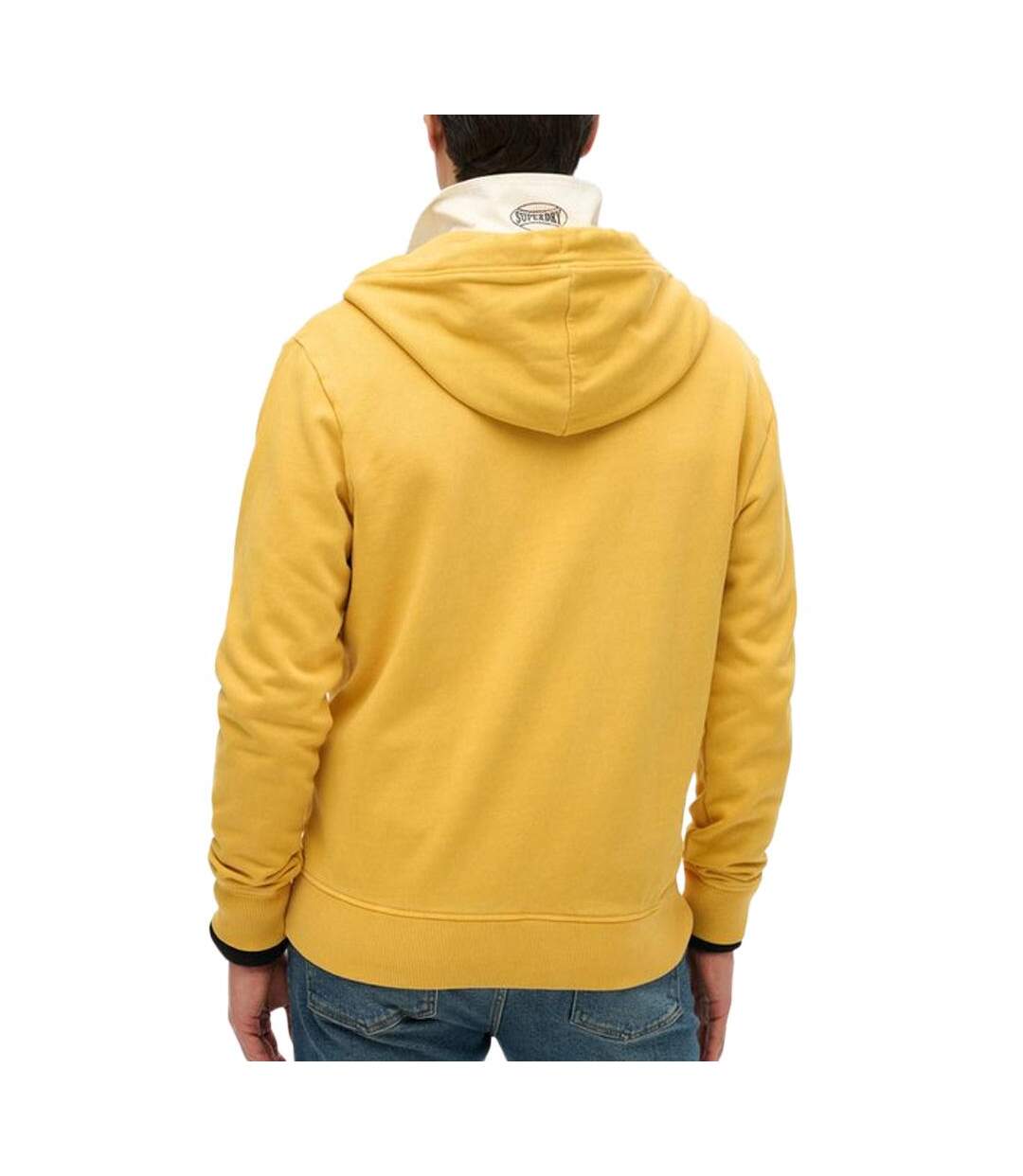 Sweat zippé jaune homme superdry essential washed ziphood-2