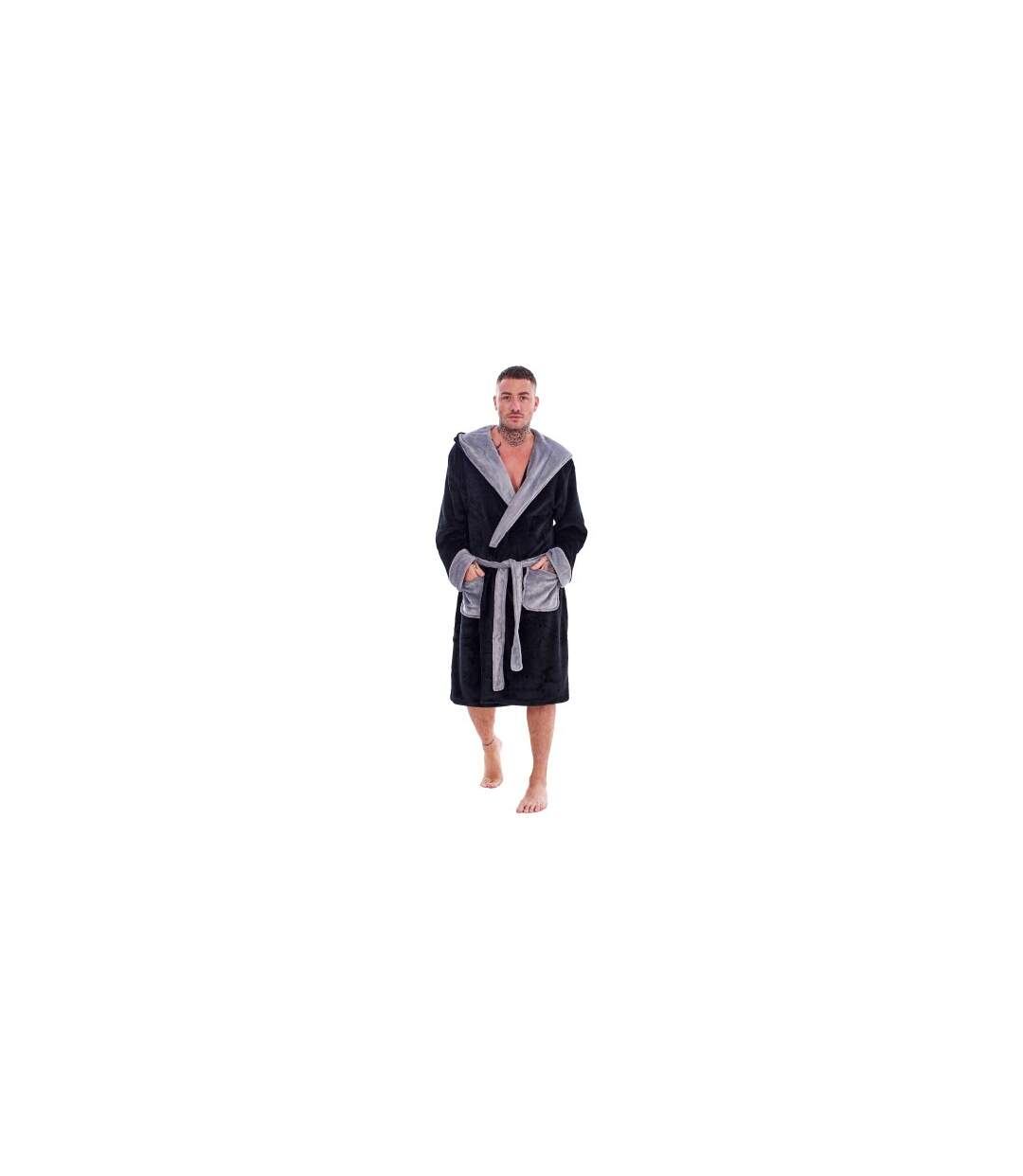 Robe De Chambre Homme Noir Gris Keanu-1