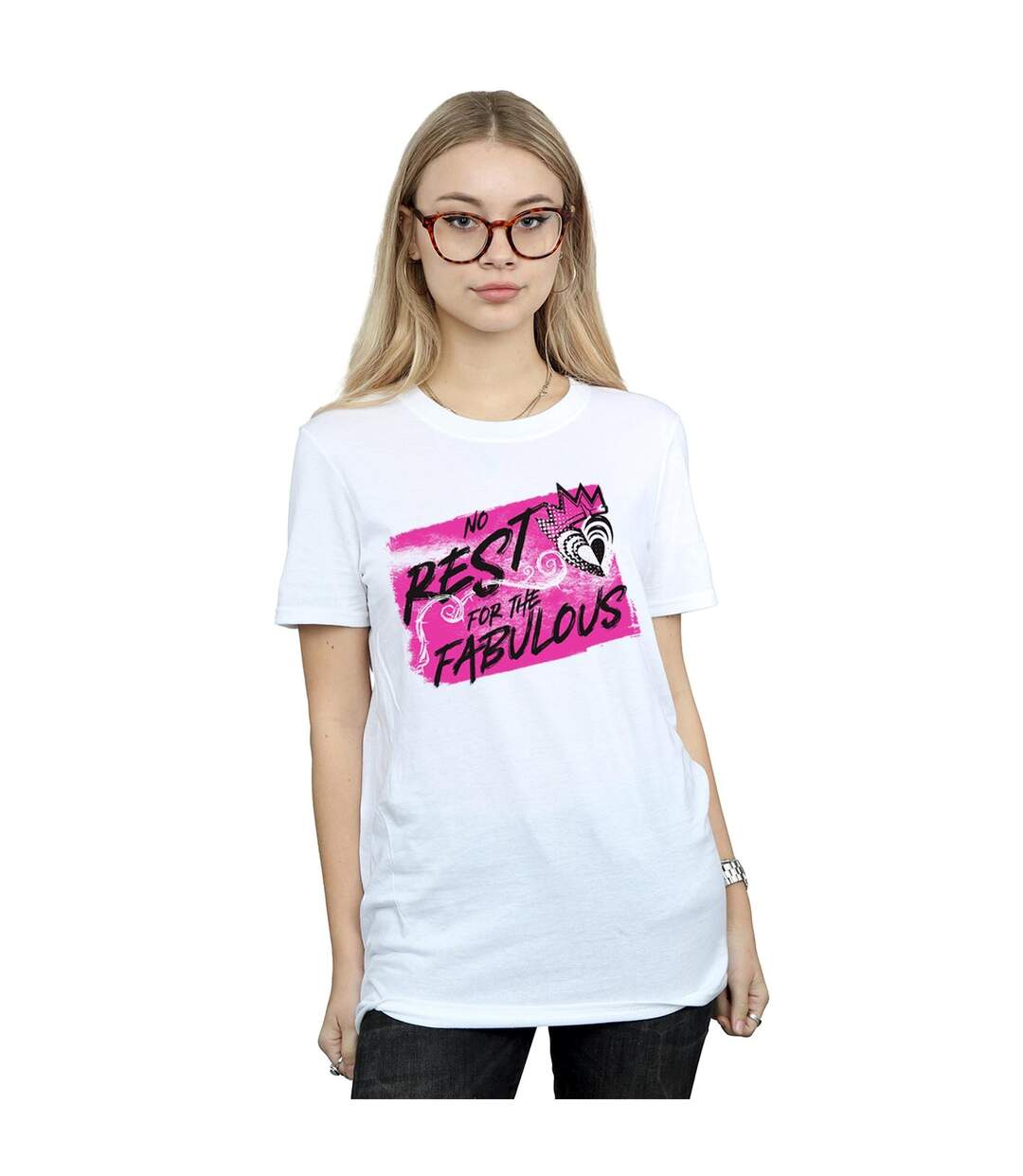 Disney Femme/Ladies The Descendants No Rest Cotton Boyfriend T-Shirt (Blanc) - UTBI20102-2
