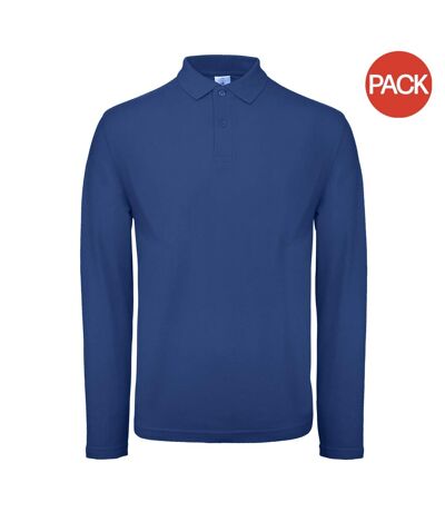 Pack of 2  Id.001 mens long sleeve polo  regal blue B&C