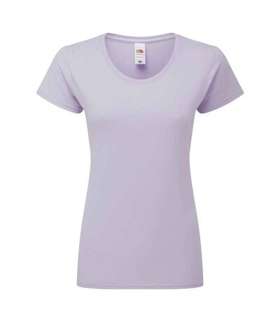 Womens/ladies Iconic 195 T-shirt Soft Lavender Fruit Of The Loom