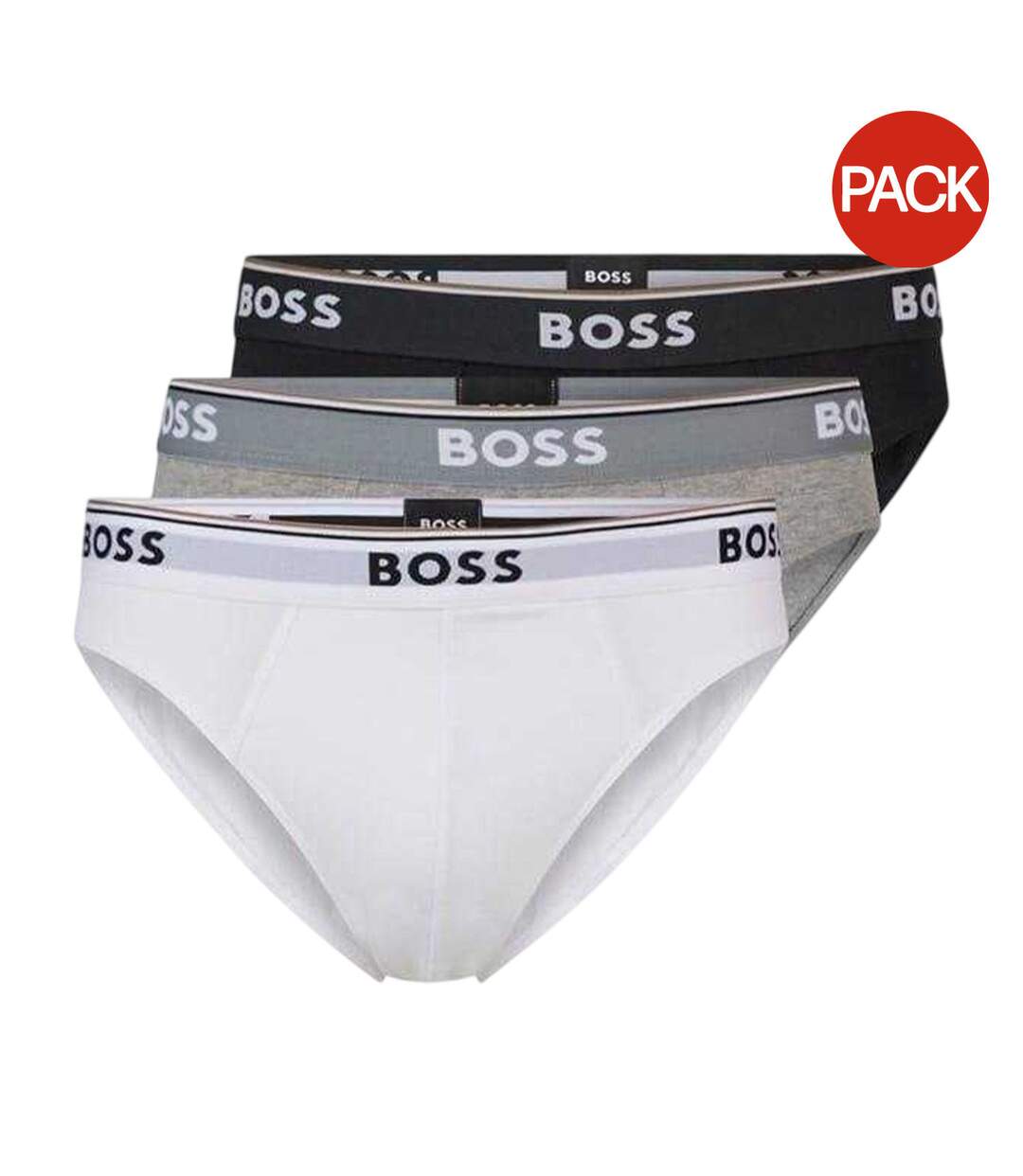 Lot De 3  Slips Homme Noir Blanc Gris Boss-2