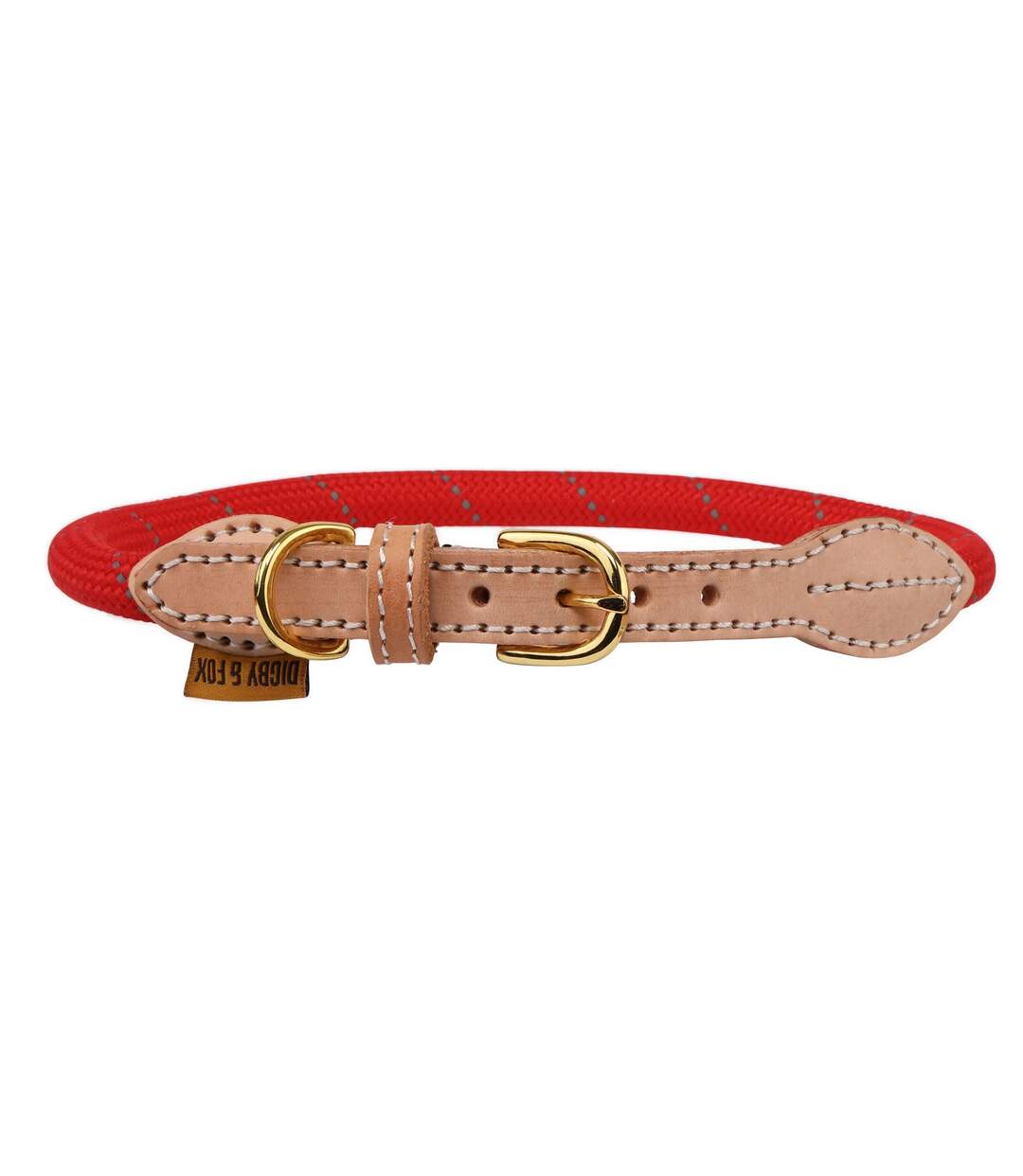 Reflective leather dog collar xs neckline: 28cm-35cm scarlet Digby & Fox-1