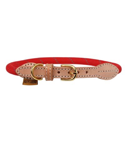 Digby & Fox Reflective Leather Dog Collar (Scarlet) (XS - Neckline: 28cm-35cm) - UTER1781