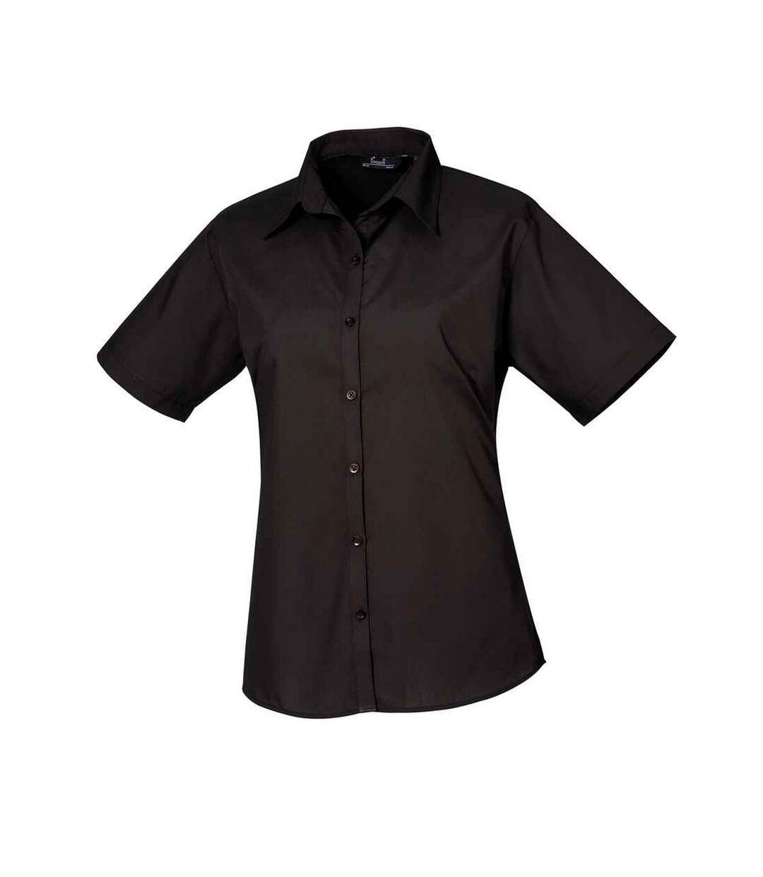 Womens/ladies Poplin Short-sleeved Blouse Black Premier-1