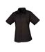 Womens/ladies Poplin Short-sleeved Blouse Black Premier-1