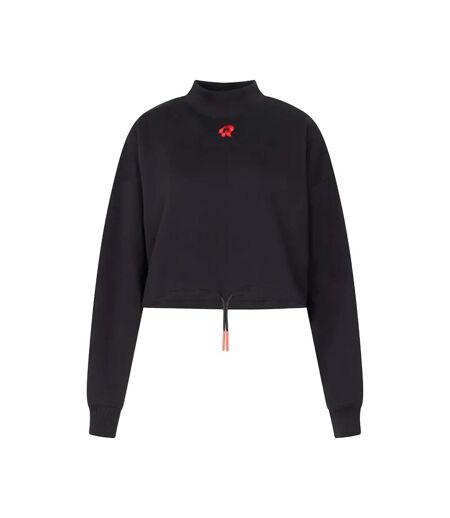 Womens/ladies Inky Crop Sweatshirt Black Red Run