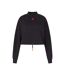 Womens/ladies Inky Crop Sweatshirt Black Red Run-2