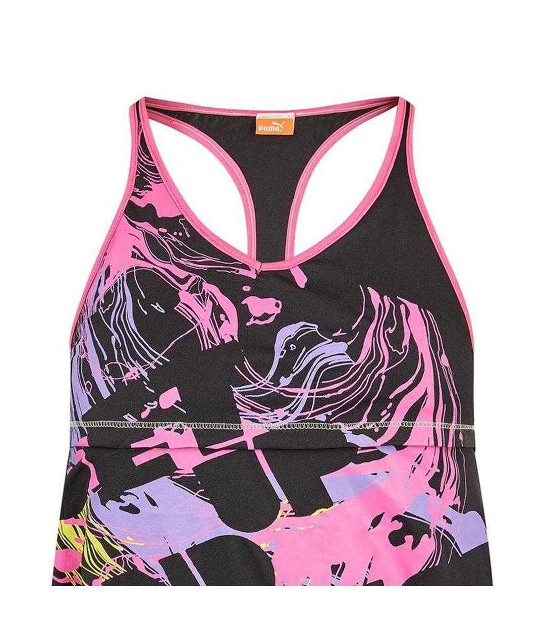 Womens/ladies Racerback Relaxed Fit Tank Top Black Puma-3