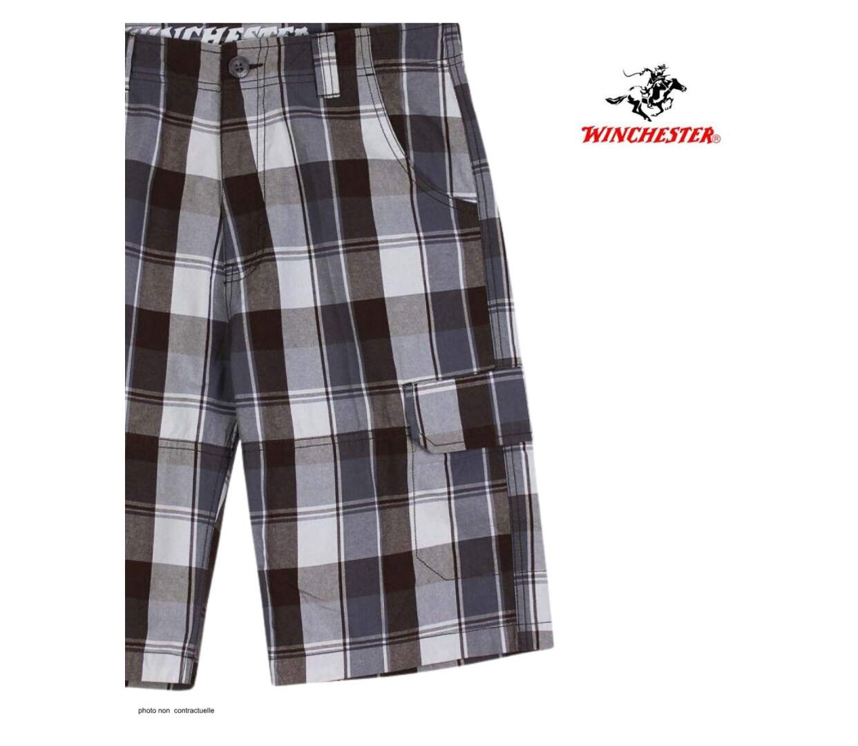 Bermuda homme WINCHESTER ILLOWA2 gris et chocolat : le short à carreaux en coton tout confort-4