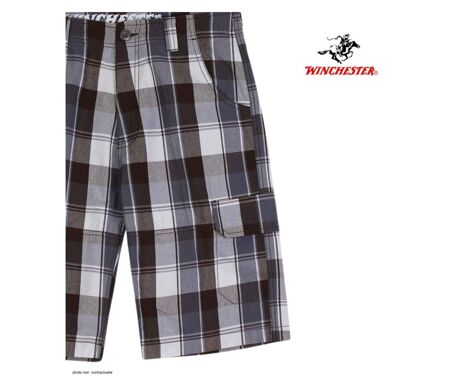 Bermuda homme WINCHESTER ILLOWA2 gris et chocolat : le short à carreaux en coton tout confort