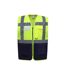Gilet executive adulte jaune fluo / bleu marine Yoko-1