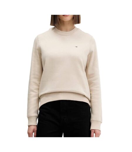 Sweat beige femme tommy hilfiger flag crew