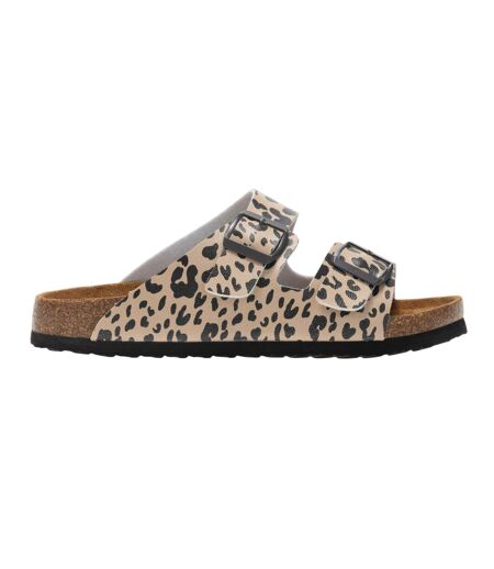 Sandales À Boucles Ajustables Motif/style Imprimé Léopard Mia Femme Beige Noir Regatta