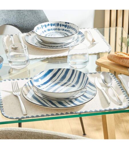 Lot de 6 Assiettes Creuses Umami Rayure 20cm Bleu