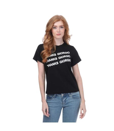 Womens/ladies stacked logo t-shirt black Armani