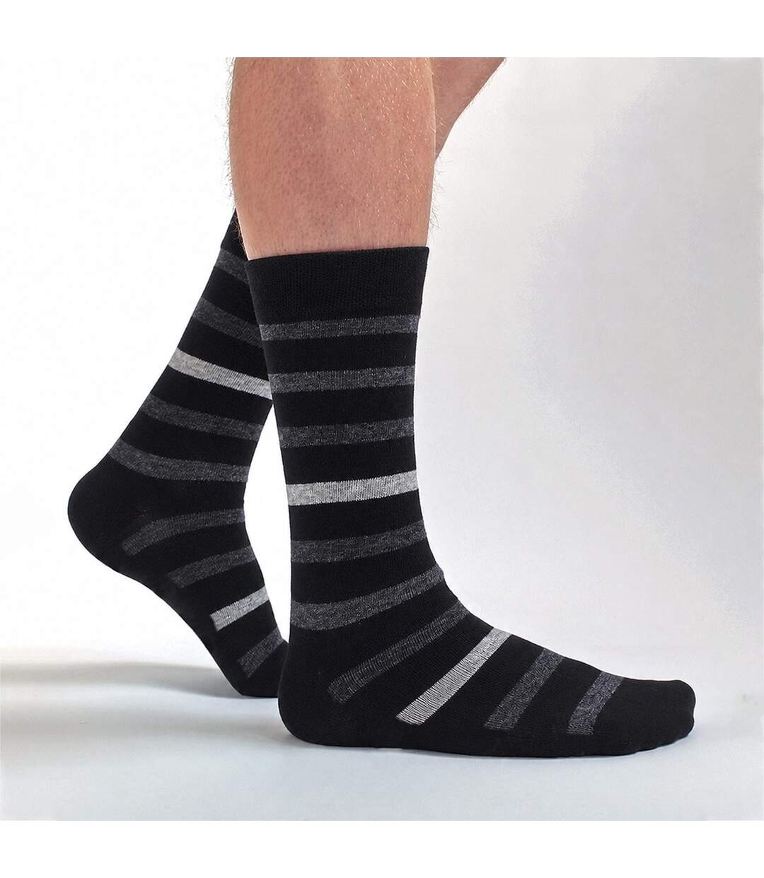 3 Pack Mens Striped Bamboo Dress Socks Soft Breathable Socks-5