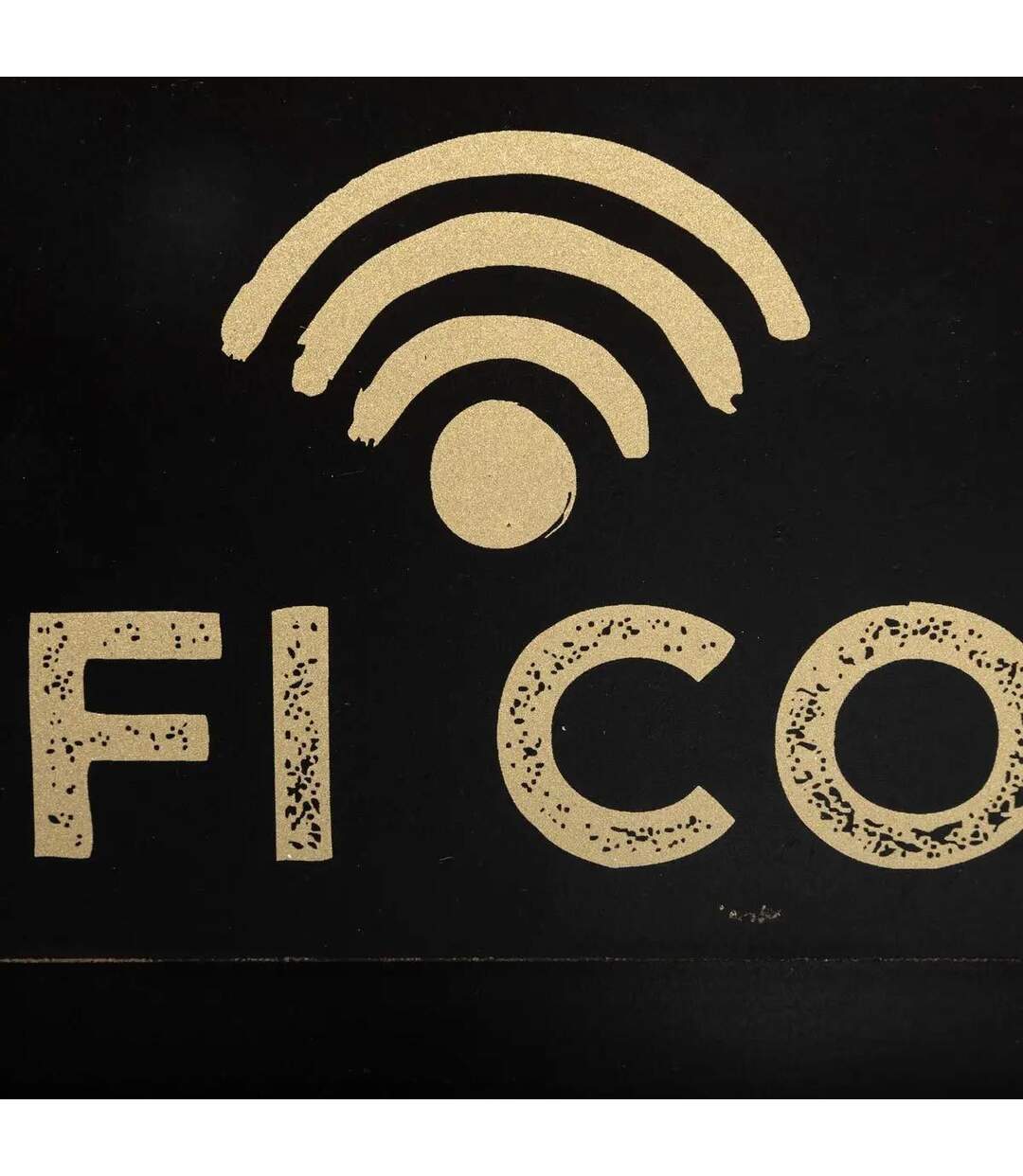Plaque de Porte Déco Wifi Code 35cm Noir-2