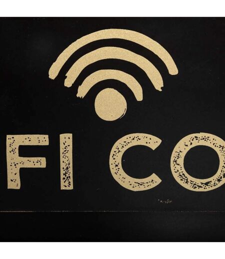 Plaque de Porte Déco Wifi Code 35cm Noir