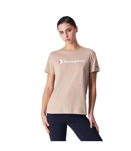 T-shirt Manches Courtes Femme Beige Crème Rose Champion