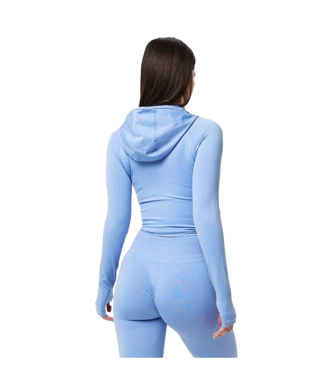 Womens/ladies Long-sleeved Full Zip Hoodie Brunnera Blue USA Pro-3