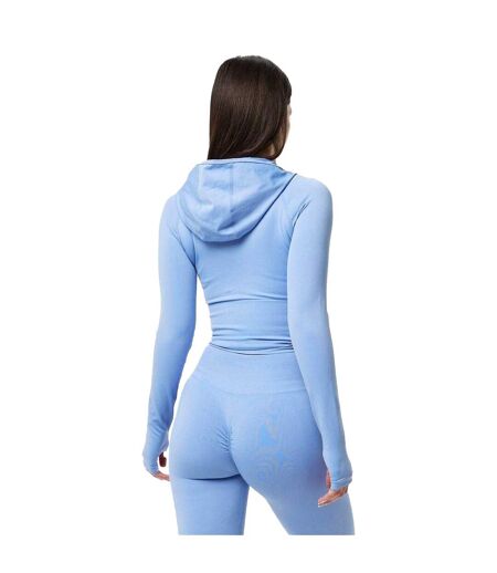 Womens/ladies Long-sleeved Full Zip Hoodie Brunnera Blue USA Pro