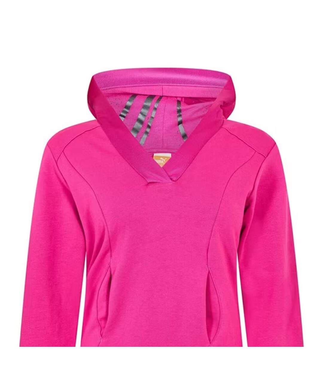 Womens/ladies V Neck Hoodie Pink Puma-3